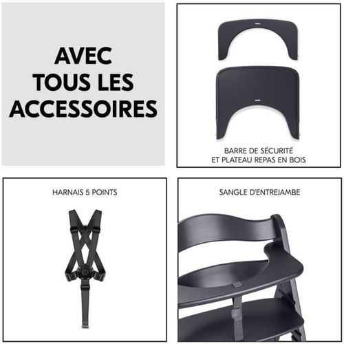 Chaise Haute Évolutive Beta+ En Hêtre Fsc, Gris Foncé, Harnais 5 Points