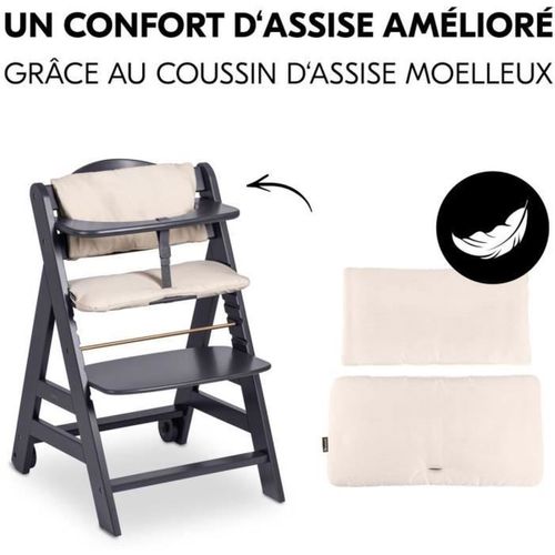 Chaise Haute Évolutive Beta+ En Hêtre Fsc, Gris Foncé, Harnais 5 Points