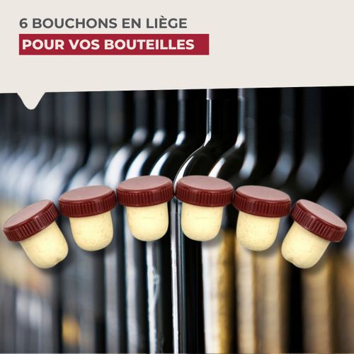 Lot De 5 Bouchons De Liège Côtelés Pour Bouteilles De Spiritueux 1L - Caoutchouc Résistant - Pour Bar, Maison, Mesure Optique - 2