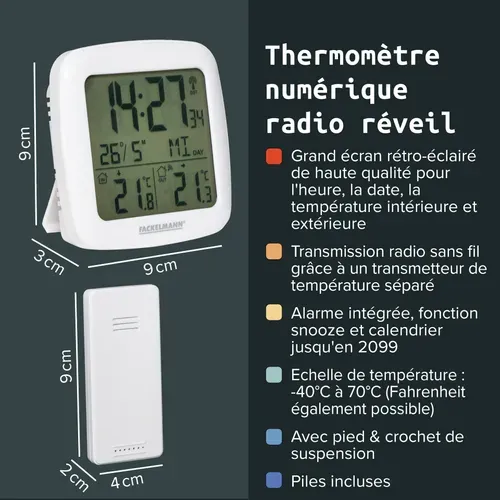Thermomètre Numérique Radio-réveil Tecno
