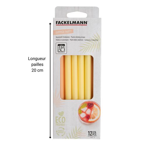 Lot De 12 Pailles Coloré En Plastique 20 Cm Fackelmann Summer Party