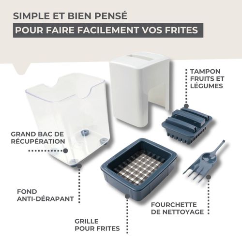 Coupe Frites Manuel Avec Récipient Et Brosse De Nettoyage Easy Prepare