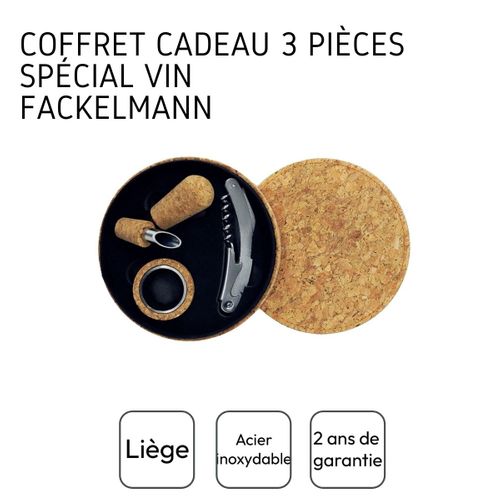 Coffret Cadeau D'accessoires Pour Bouteille De Vin 3 Pièces Avec Boite En Liège