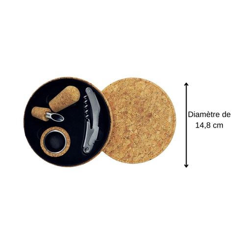 Coffret Cadeau D'accessoires Pour Bouteille De Vin 3 Pièces Avec Boite En Liège