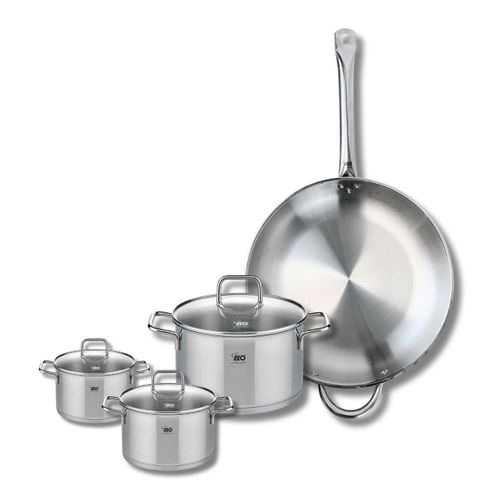 Set De 1 Poêle De Cuisson 32 Cm Et 3 Faitouts 12, 16 Et 20 Cm Elo Profi Citrin