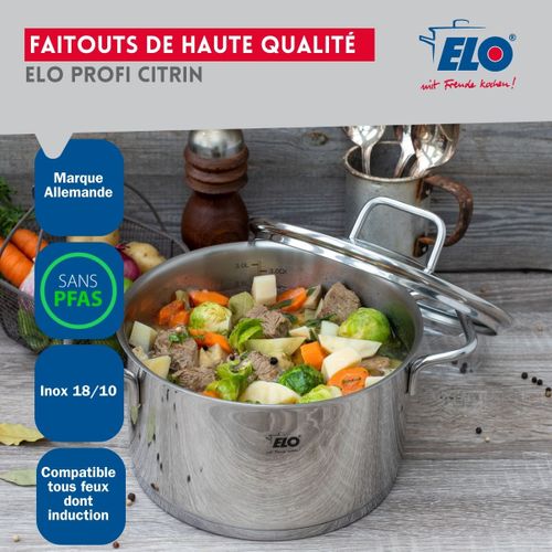 Set De 1 Poêle De Cuisson 32 Cm Et 4 Faitouts 14, 16, 20 Et 26 Cm Elo Profi Citrin