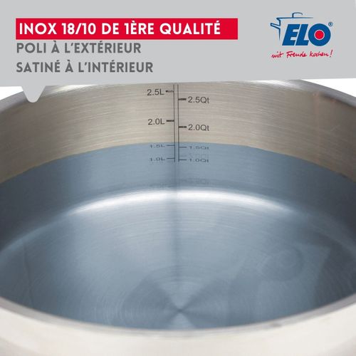 Set De 1 Poêle De Cuisson 32 Cm Et 4 Faitouts 14, 16, 20 Et 26 Cm Elo Profi Citrin