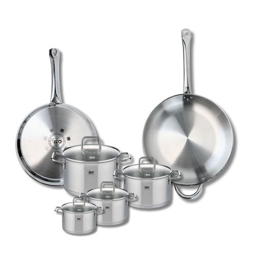 Ensemble De 2 Poêles De Cuisson 28 Et 32 Cm Et 4 Faitouts 12, 14, 16 Et 20 Cm Elo Profi Citrin