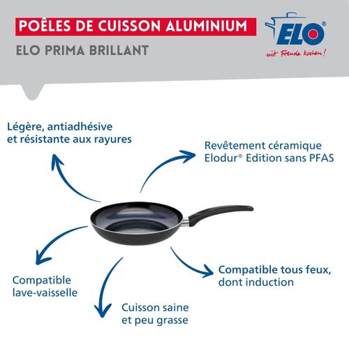 Ensemble De 1 Poêle De Cuisson 20 Cm Et 3 Faitouts 12, 14 Et 20 Cm Elo Prima Brillant