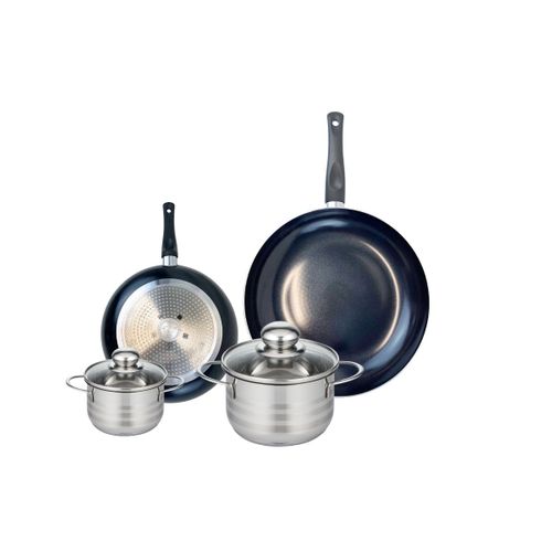 Ensemble De 2 Poêles De Cuisson 20 Et 28 Cm Et 2 Faitouts 12 Et 16 Cm Elo Prima Brillant