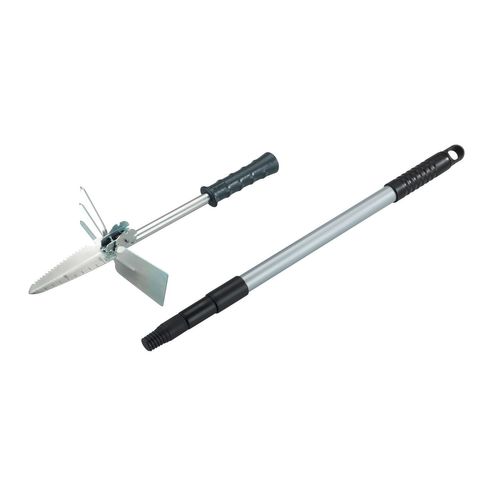 Accessoire Jardinage Multifonctionnel Avec Manche Télescopique - Noir Et Gris