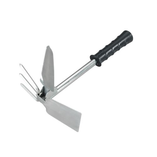 Accessoire Jardinage Multifonctionnel Avec Manche Télescopique - Noir Et Gris