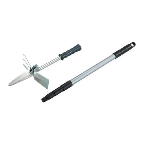 Accessoire Jardinage Multifonctionnel Avec Manche Télescopique - Noir Et Gris