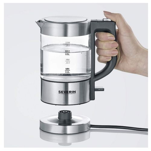 Bouilloire Sans Fil 0.5l 1100w Inox Brossé/noir 3472