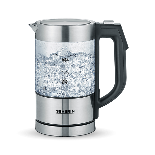 Bouilloire En Verre Compacte WK3458 - 0,5 L, 1100 W, Température Réglable 40-100°c, Socle 360°, Inox
