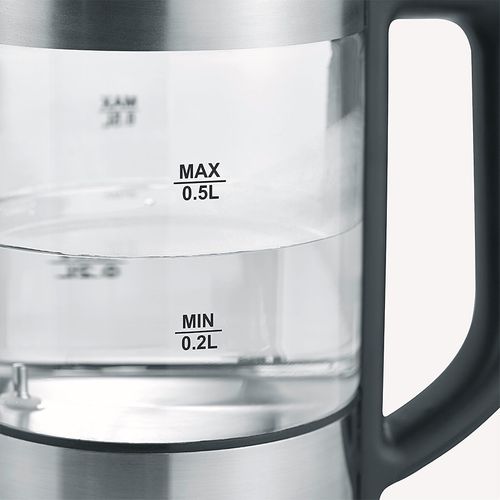 Bouilloire En Verre Compacte WK3458 - 0,5 L, 1100 W, Température Réglable 40-100°c, Socle 360°, Inox