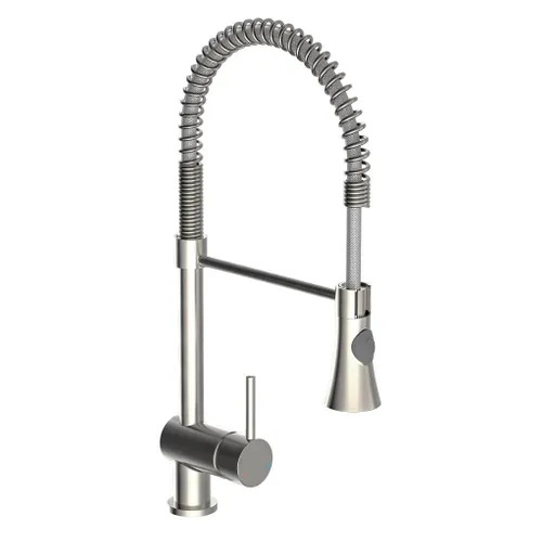 Mitigeur CORNWALL Acier inox avec spirale vue 3/4