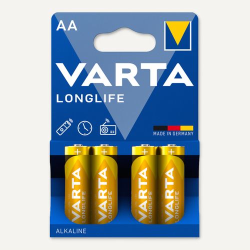 Piles Alcalines VARTA LR6 4106101414 x 4 vue de face