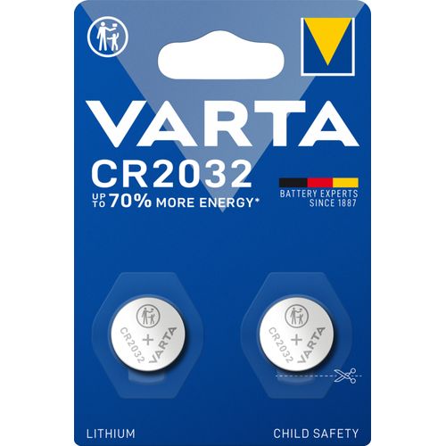 Pile bouton VARTA CR2032 Blister 2 vue de face