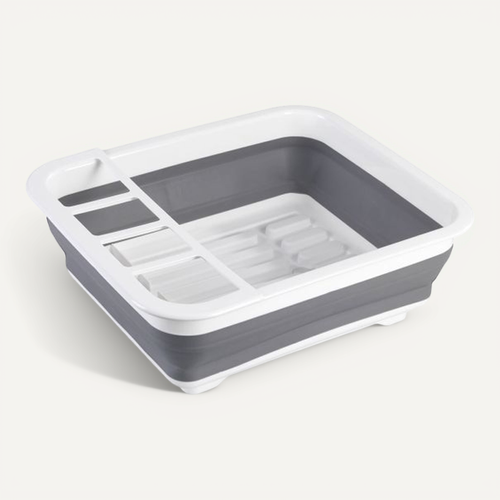 Égouttoir À Vaisselle Pliable Wenko Bilo En Plastique Blanc Et Gris