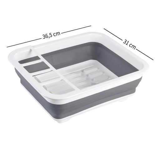 Égouttoir À Vaisselle Pliable Wenko Bilo En Plastique Blanc Et Gris