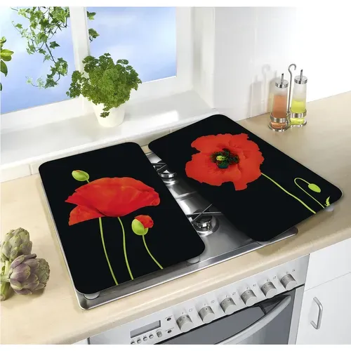 2 Couvres-plaques Universel Coquelicot - 52 X 30 Cm - Multicolore