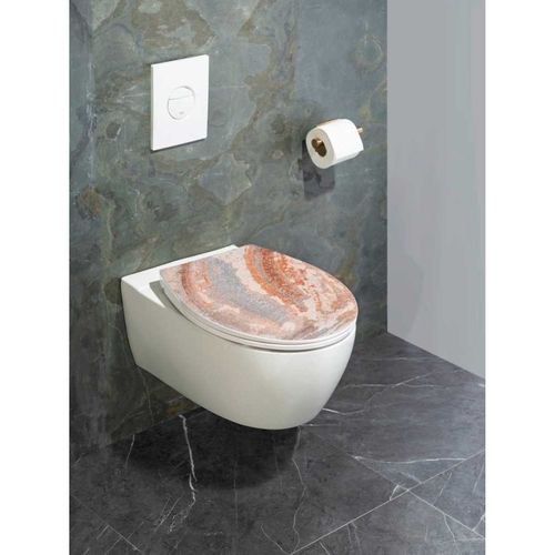 Abattant De Wc Antibactérien En Duroplast à Relief "canyon" - Orange Et Gris - Universelle