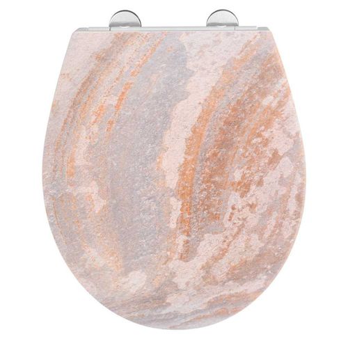 Abattant De Wc Antibactérien En Duroplast à Relief "canyon" - Orange Et Gris - Universelle