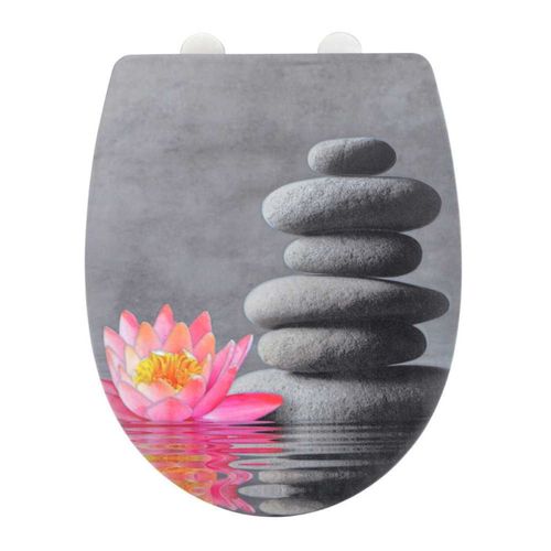Siège Wc Avec Surface En Relief Water Lily - Gris/rose - L 36,5 X L 45 Cm