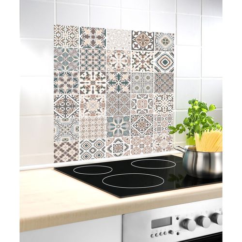 Fond Hotte Design Carreaux - L. 60 X L. 70 Cm - Beige