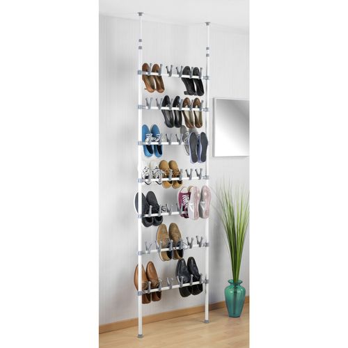 Etagère à Chaussures Réglable En Métal - 42 Paires - Blanc