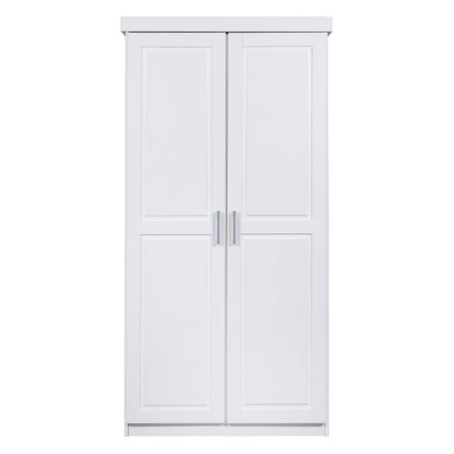 Armoire 2 portes HAKON en Bois Massif Blanc vue de face