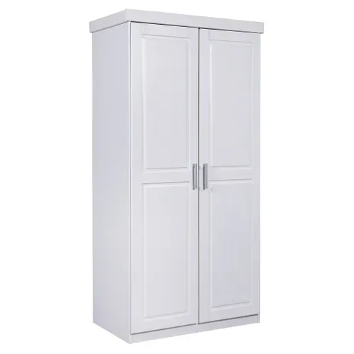 Armoire 2 portes HAKON en Bois Massif Blanc vue 3/4