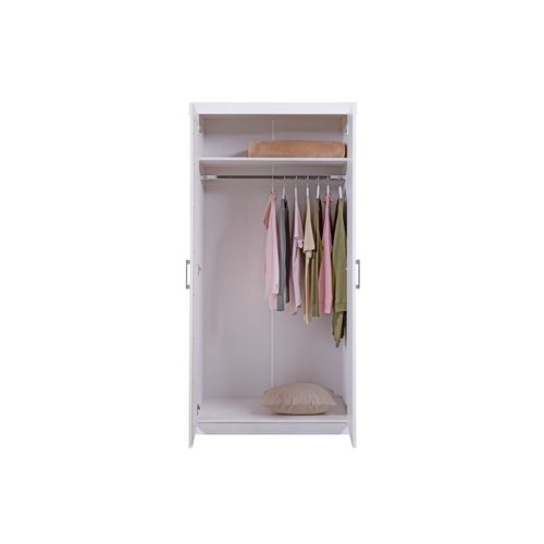 Armoire 2 portes HAKON en Bois Massif Blanc