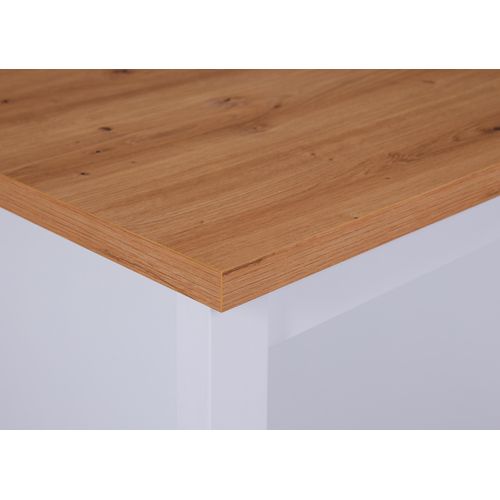 Ilot de cuisine H.91,5 cm LINA imitation chêne et blanc