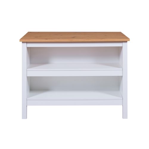 Ilot de cuisine H.91,5 cm LINA imitation chêne et blanc