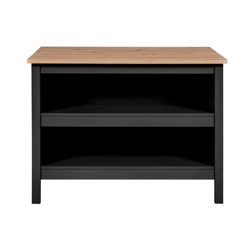 Ilot de cuisine H.91,5 cm LINA imitation chêne et noir