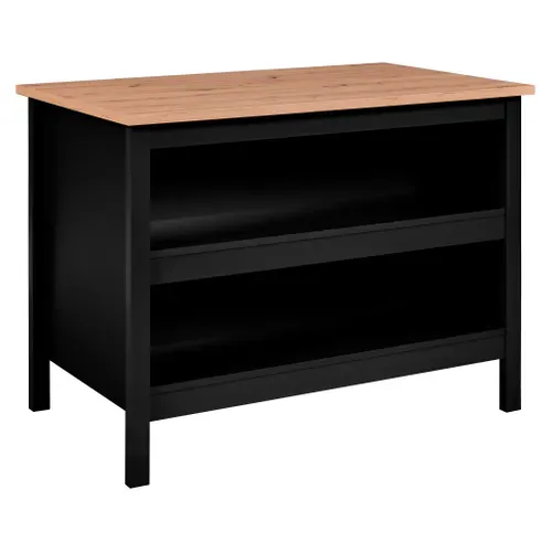 Ilot de cuisine H.91,5 cm LINA imitation chêne et noir