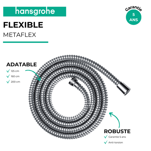 Flexible De Douche 1,60 M Hansgrohe Metaflex Chromé