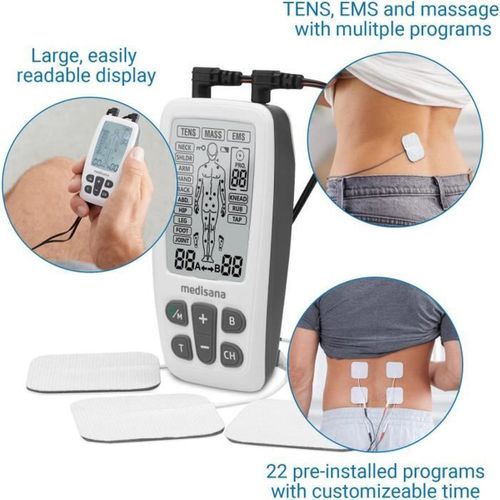 Appareil De Thérapie 3-en-1 Tens Ems Massage Blanc, 22 Programmes