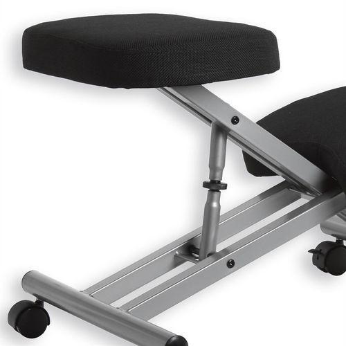 Tabouret Ergonomique Robert, Structure En Métal Et Tissu Noir