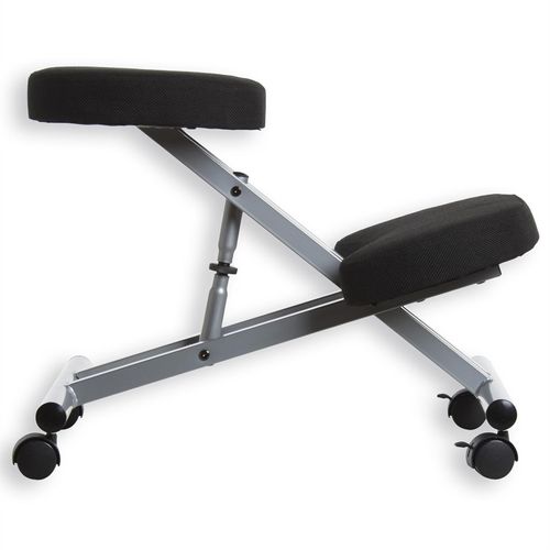 Tabouret Ergonomique Robert, Structure En Métal Et Tissu Noir