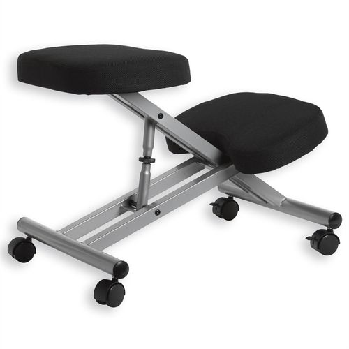 Tabouret Ergonomique Robert, Structure En Métal Et Tissu Noir