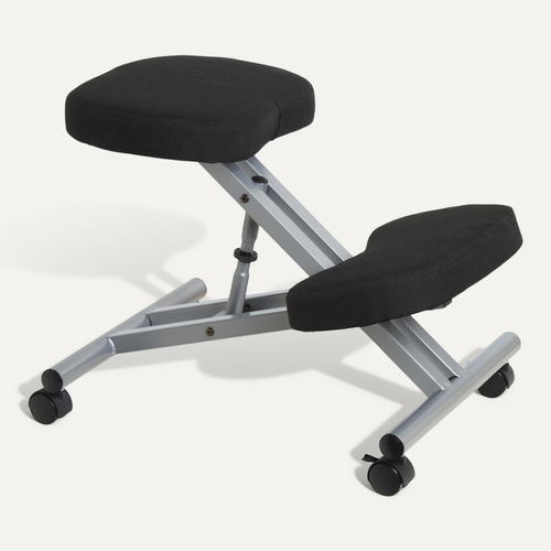 Tabouret Ergonomique Robert, Structure En Métal Et Tissu Noir