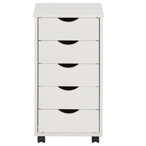 Caisson De Bureau Sur Roulettes Lagos, Avec 5 Tiroirs Lasuré Blanc