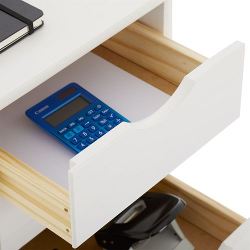 Caisson De Bureau Sur Roulettes Lagos, Avec 5 Tiroirs Lasuré Blanc