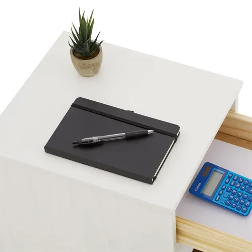 Caisson De Bureau Sur Roulettes Lagos, Avec 5 Tiroirs Lasuré Blanc
