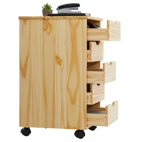 Caisson De Bureau Sur Roulettes Lagos, Avec 5 Tiroirs Finition Vernis Naturel