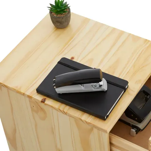 Caisson De Bureau Sur Roulettes Lagos, Avec 5 Tiroirs Finition Vernis Naturel