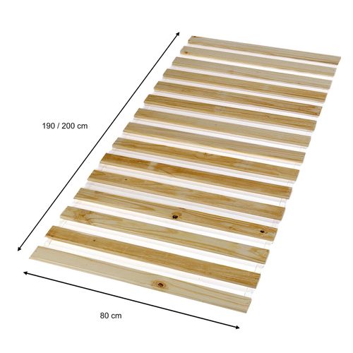 Sommier En Pin Massif, 15 Lattes Sans Cadre, Compatible Couchage 80x190 Et 80x200 Cm